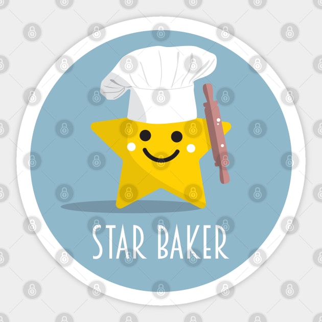 Cute Star Baker with Rolling Pin Sticker by VicEllisArt